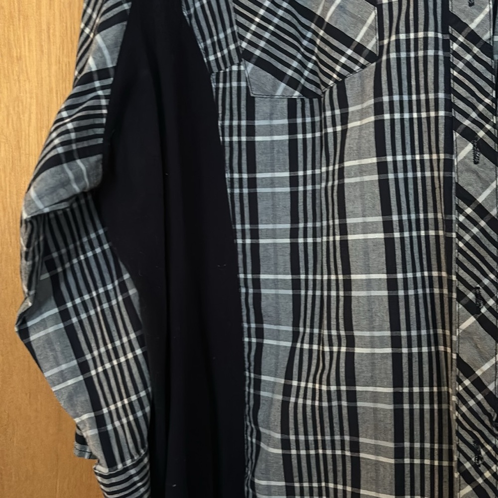 Cj Banks Button Down Blouse With Solid And Plaid … - image 4